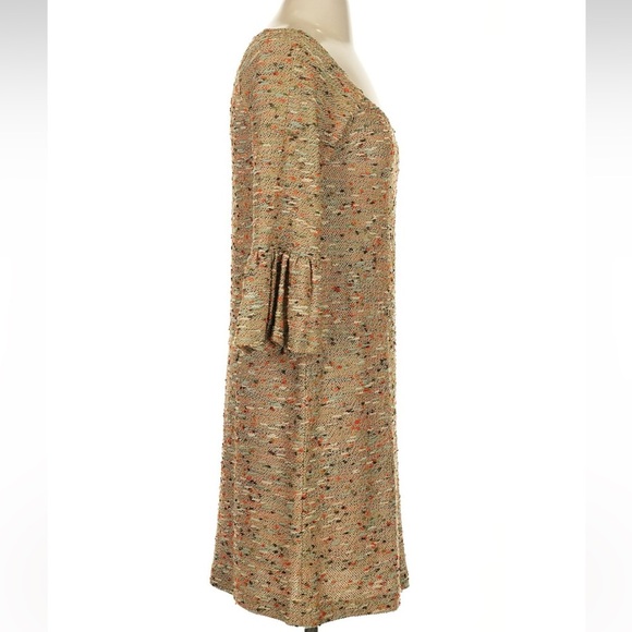Diane Von Furstenberg Metallic Tan Multi Color Tweed Blend Knit Dress Size 2 XS - Picture 4 of 8